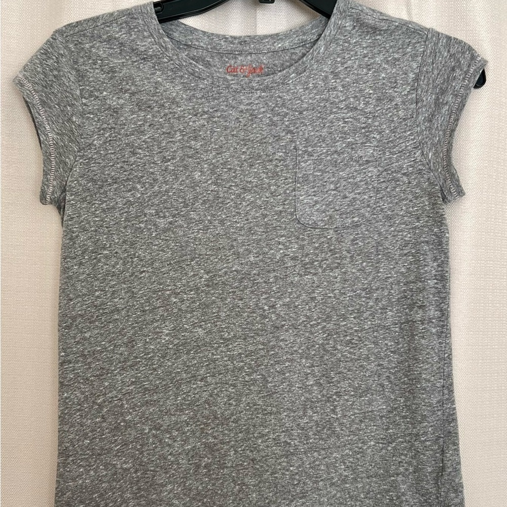 Cat & Jack Gray Tee Kids L (10/12) w/ Pink Hemline